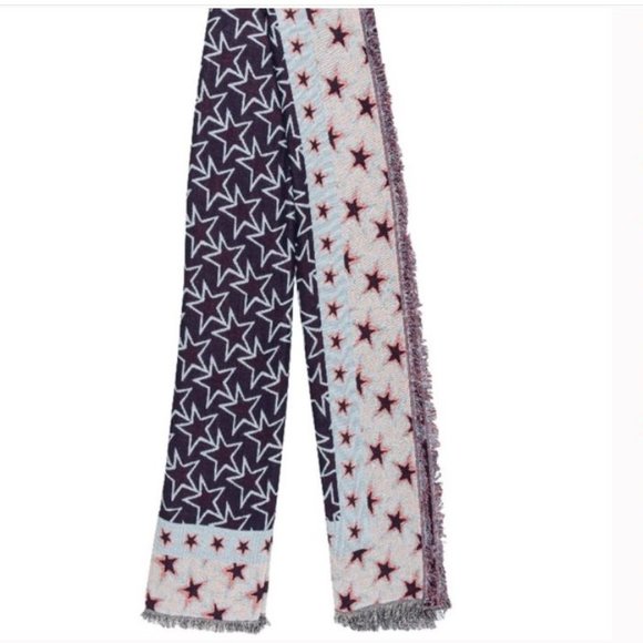 Sandro Paris Stars Multicolor Cotton Blend Two Sided Scarf NWT - Picture 1 of 14